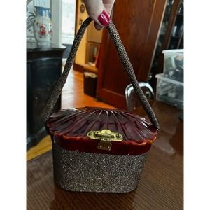 Vintage Beaded Box Bag with Bakelite Beautiful top